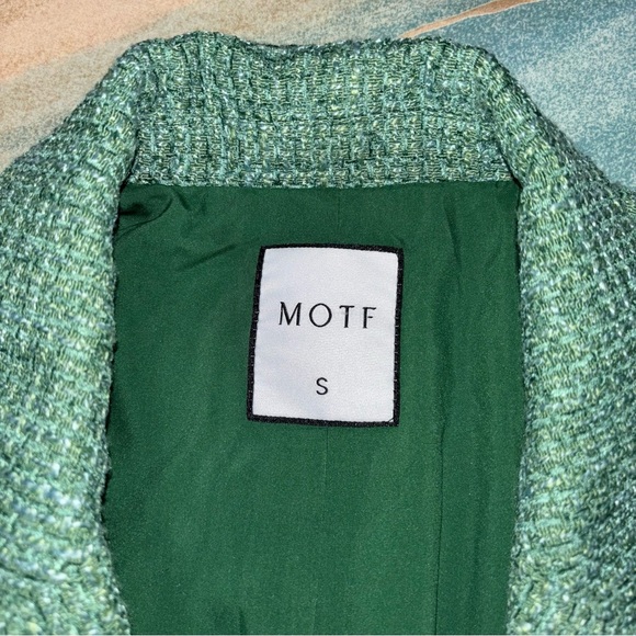 TRENDS BLAZER MOTF PREMIUM TWEED VISCOSE-BLEND BLAZER GREEN Size S - Picture 6 of 12
